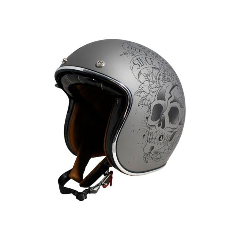 Capacete Jet MT Le Mans 2 SV Skull And Roses A2 Cinza